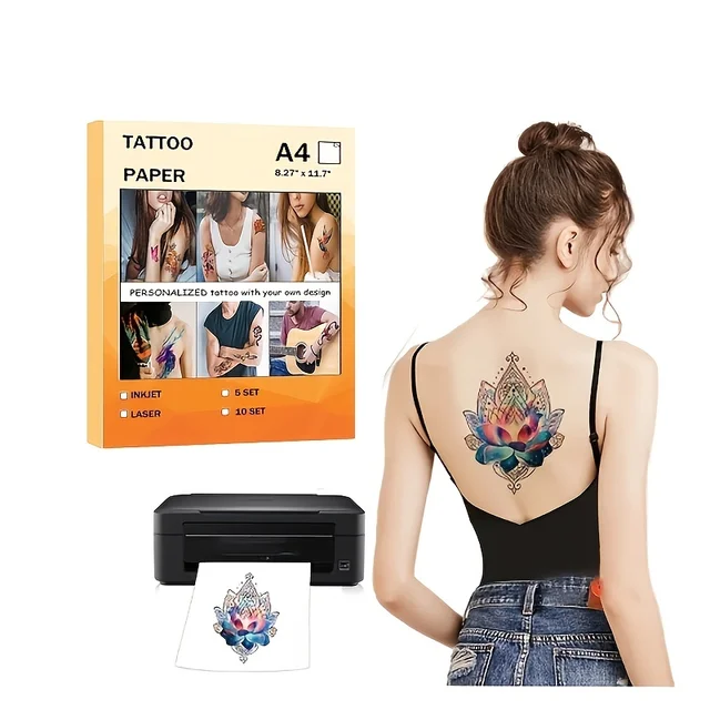 A4 Art Tattoos Paper DIY Wodoodporny tymczasowy papier do tatuażu z drukarkami atramentowymi lub laserowymi do tatuażu Mężczyźni Naklejki dla dzieci