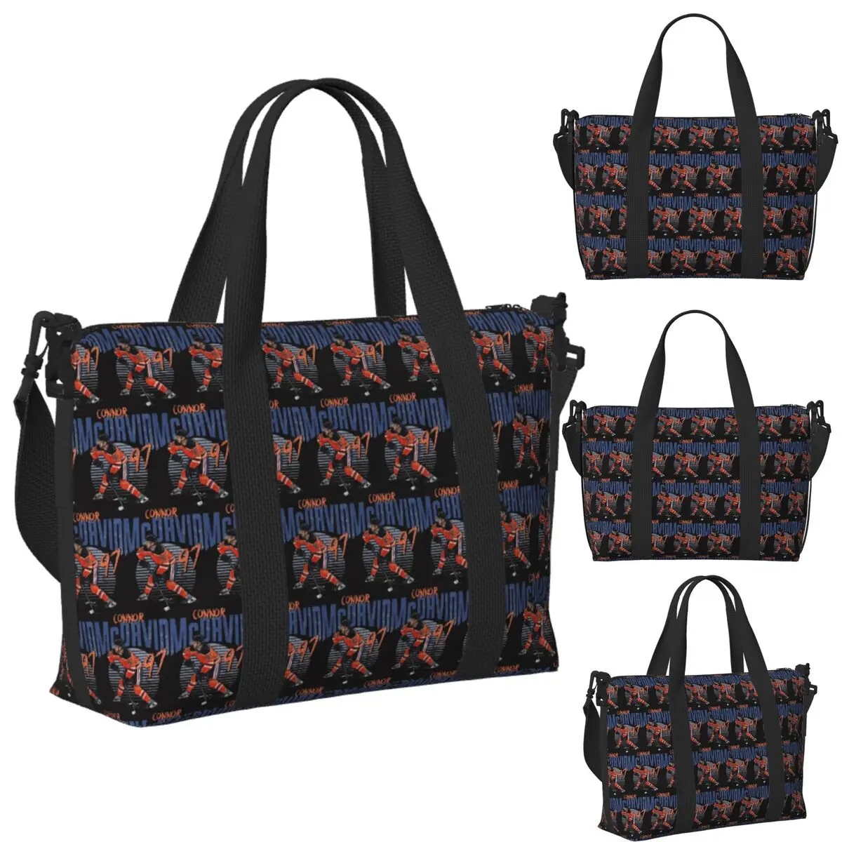 

Connor McDavid 97 For Edmonton Oilers Fans Beach Travel Bag Large Capacity Tote Bags for Gym Women Shopping Duffle Shoulder Bag