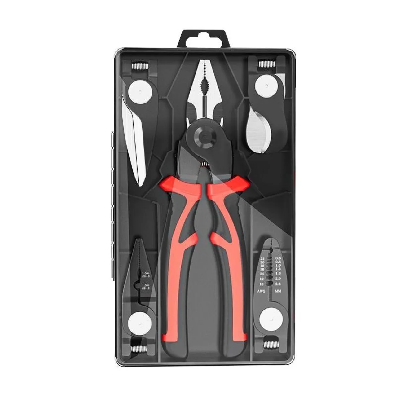 5 in 1 Pliers Set Tool Steel Construction Ergonomic Non Slip Handle for Wire Stripping Crimping Cutting and Gripping