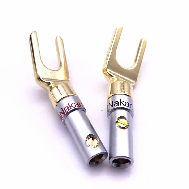 Middle Fine Copper Gold-Plated Banana Head Banana Plug Horn Wire Y-Plug/U-Plug Speaker Cable Connector