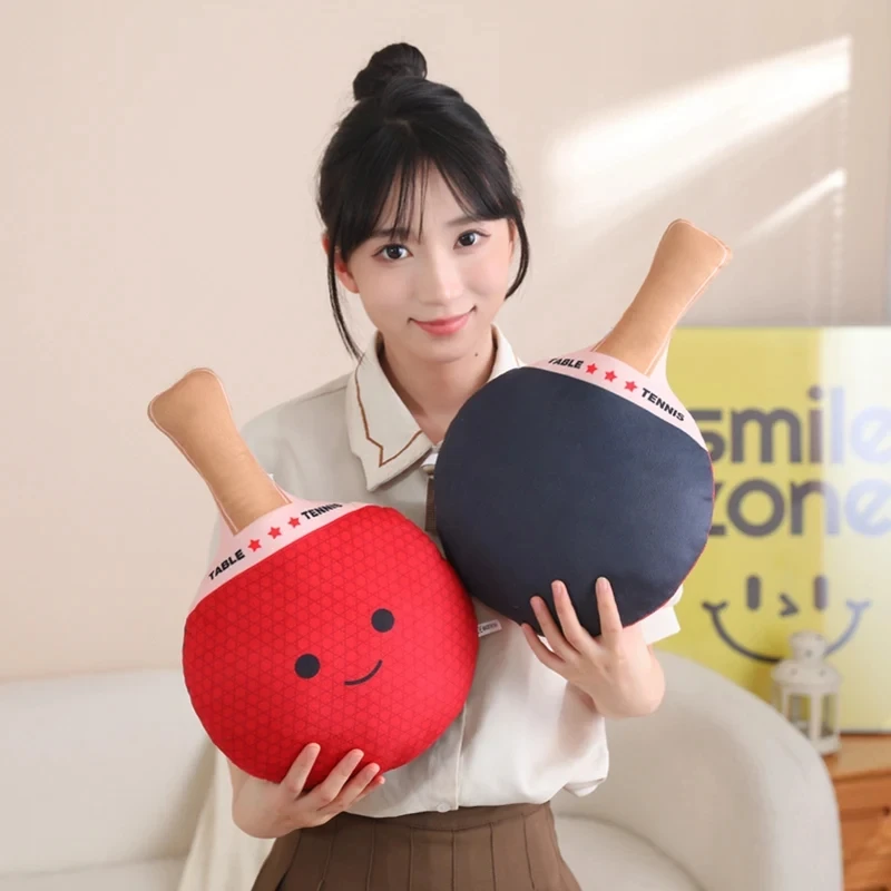 42X30cm Cartoon Red Table Tennis Bat Sport Plush Accessory Funny Home Office Decoration Kids Gift