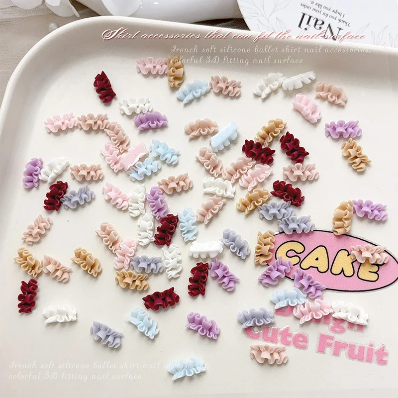 30PCS 3D French Nail Art Skirt Hemline Charms Accessories Curved Resin Lace For Manicure Nails Decoration Supplies