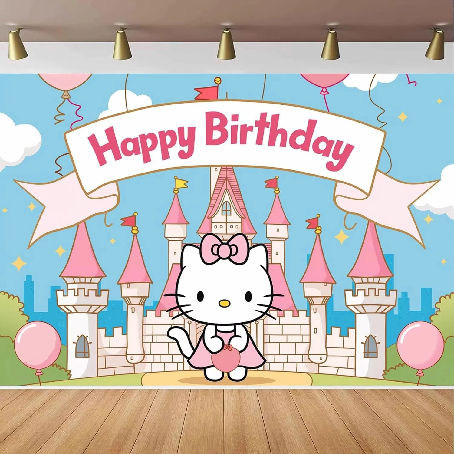 مينيسو لطيف الكرتون مرحبا كيتي موضوع الأطفال حفلة عيد ميلاد زخرفة خلفية الهدايا لوازم التصوير خلفية راية #2
