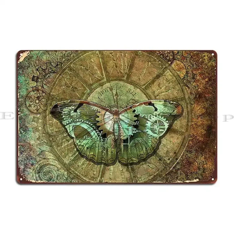 Steampunk Butterfly Retroartfactory Metal Plaque Poster Funny Pub Create Vintage Designing Tin Sign Poster