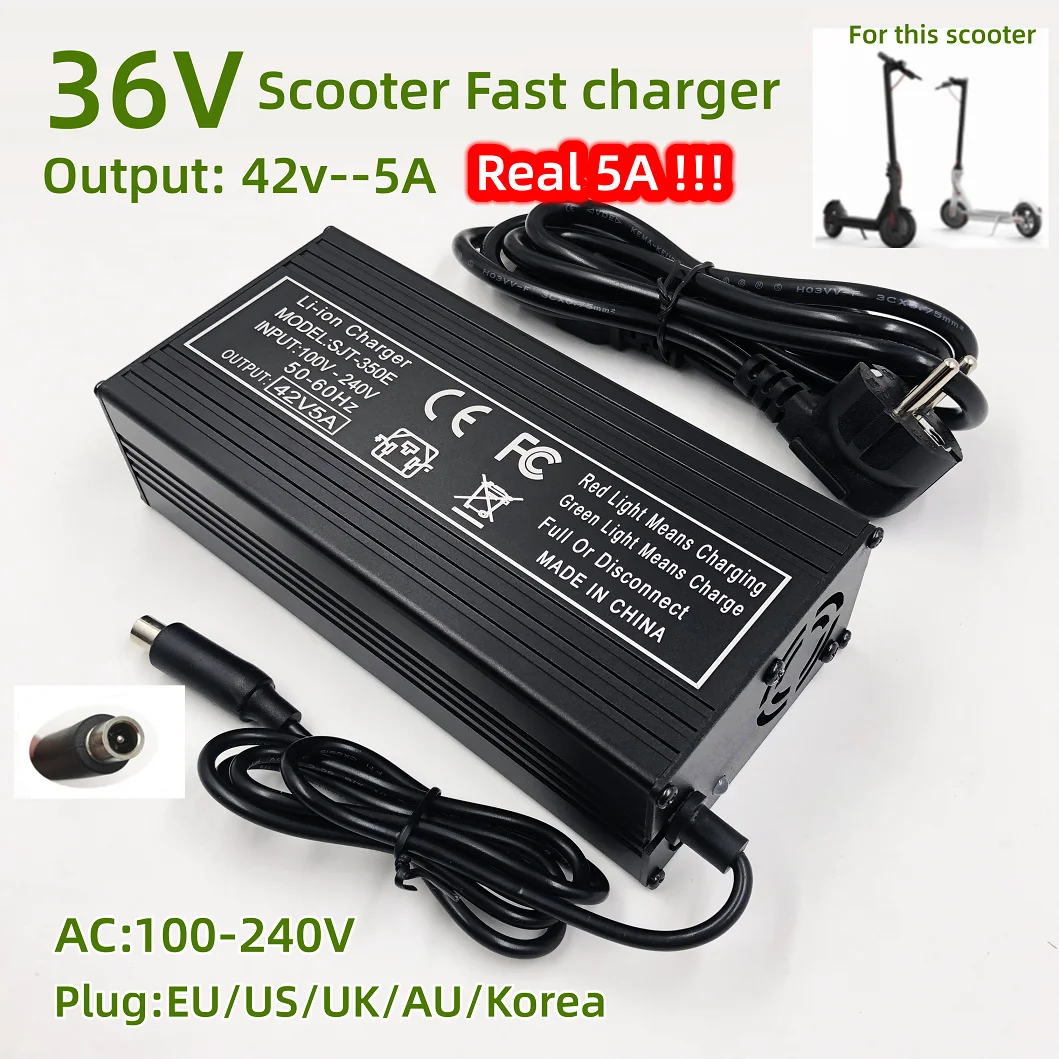 42V 5A Skatebaord Charger Adapter for Scooter For 36V Lime/Segway Ninebot MAX G30/M365 Pro EU/US/AU/UK/Korea Plug