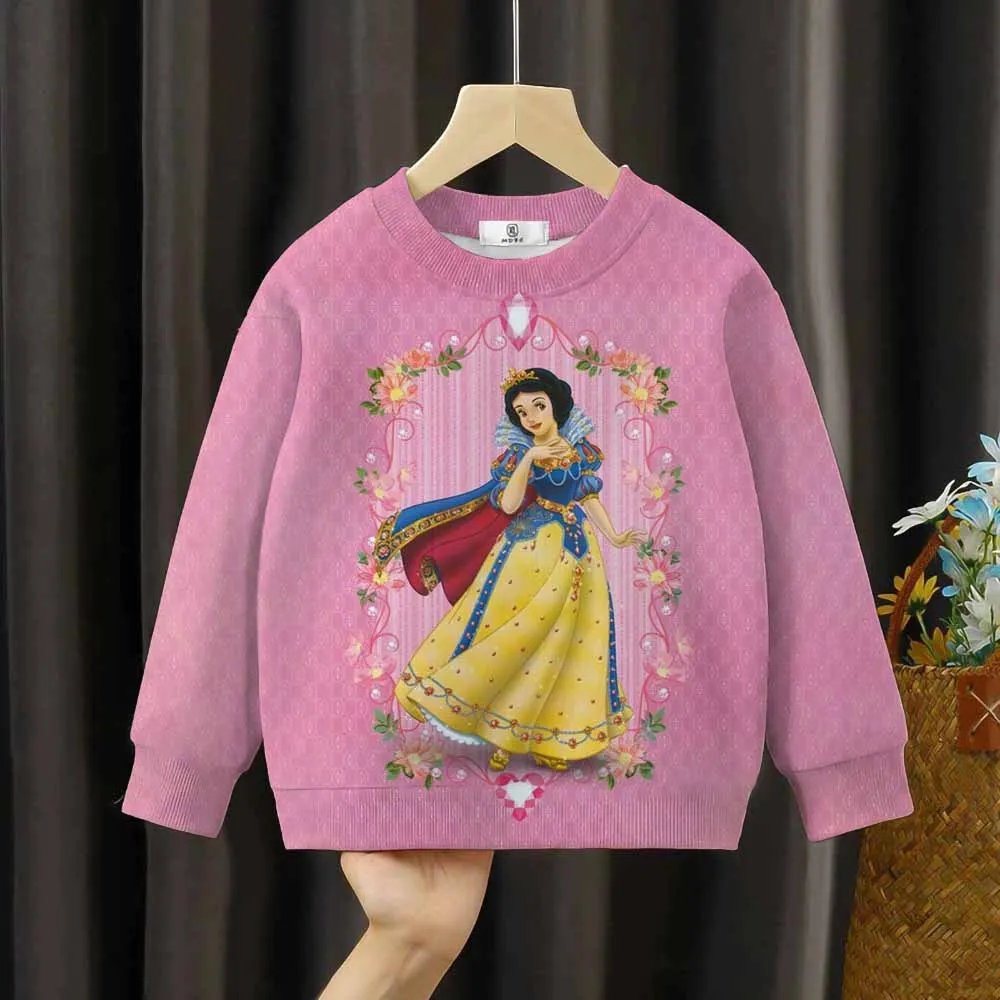 

Осенняя одежда для маленьких девочек, домашний свитшот с длинными рукавами и принтом принцессы Диснея для мальчиков, детский мягкий модный свитшот с круглым вырезом с героями мультфильмов ﻿