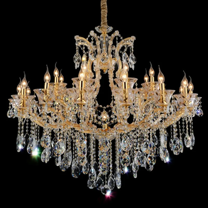 Modern Iron & Crystal Chandelier Clear Golden Led Chandeliers Pendant Lamp Hanging Light For Living Dining Room Home Decoration