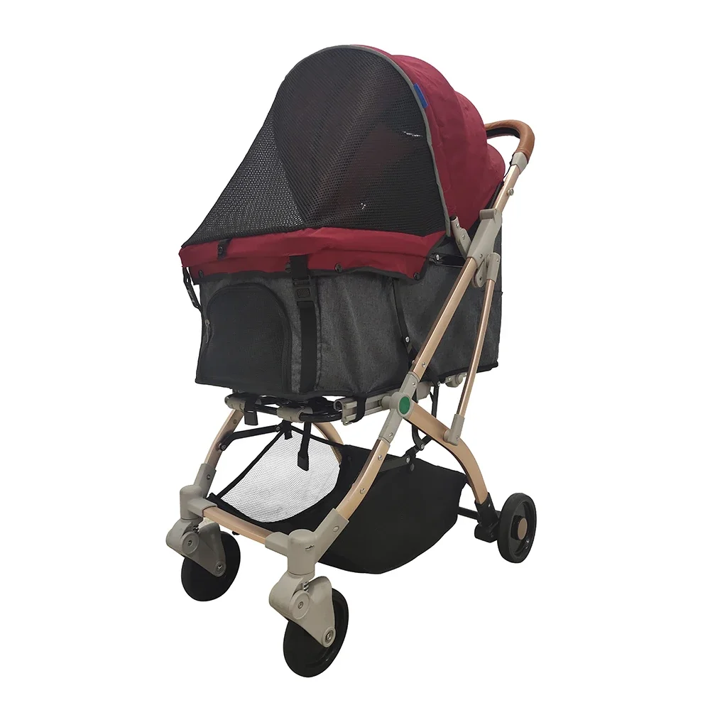 

Pet Stroller for Cats Dogs One-Hand Fold Breathable Animal Stroller with 4 Wheel and Storage Space Dog Stroller