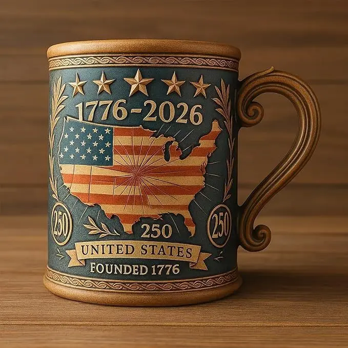 

Bestselling New U.S. 250th Anniversary Ceramic Mug - Commemorative Collectible Gift for Americans & History Lovers
