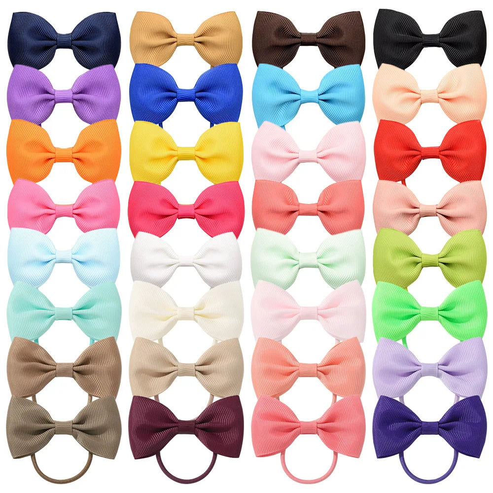 10/20PCS Baby Girls Hair Bows Tie 2.75" Grosgrain Ribbon Bows Rubber Band Ribbon Hair Bands For Girl Teens Kid Infant Toddler