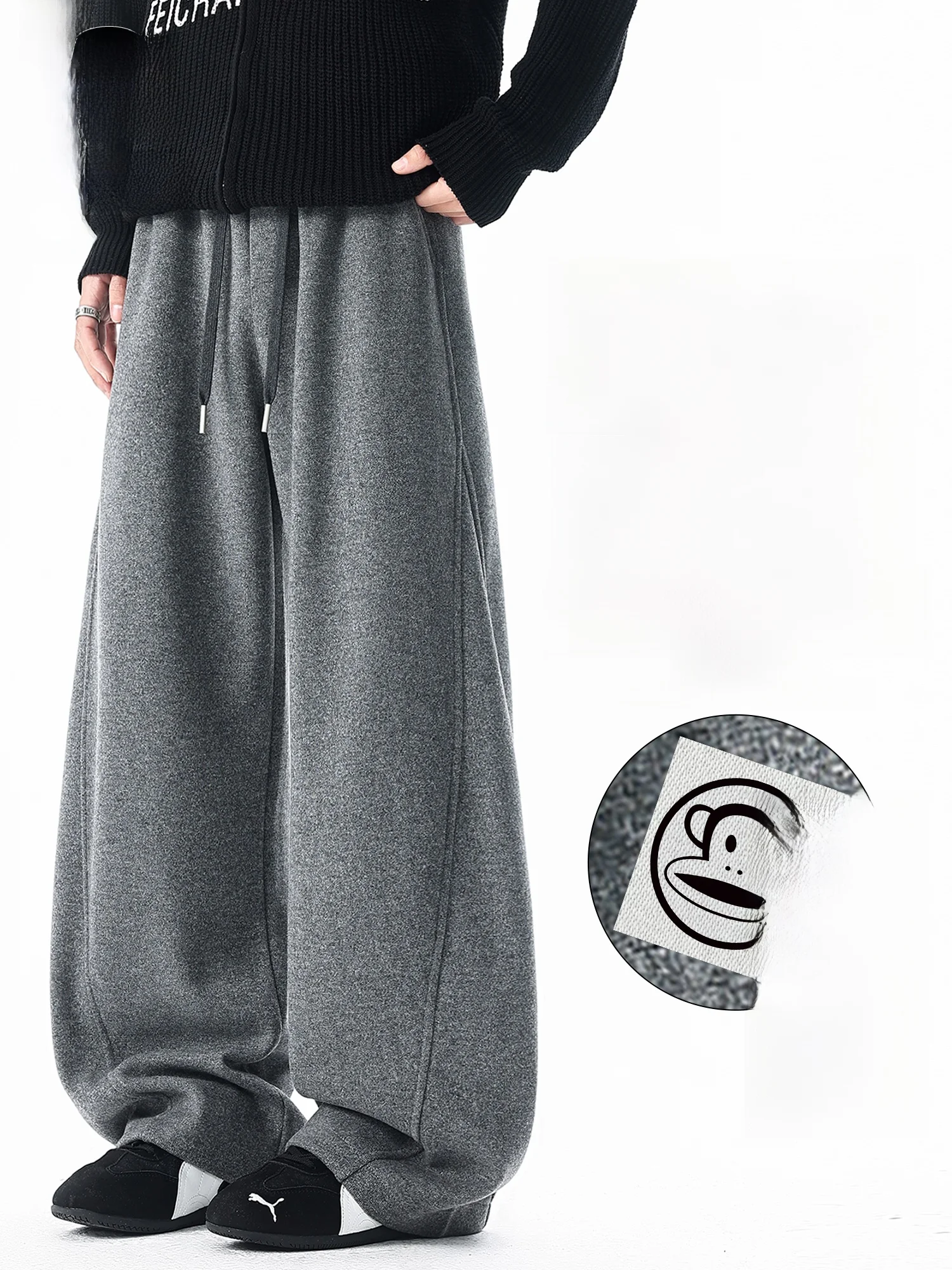 

PaulFrank Men's Loose Fit Fce Lined Casual Trousers American Sle Drapey Wide Leg Long Pants Spring Heavy Du