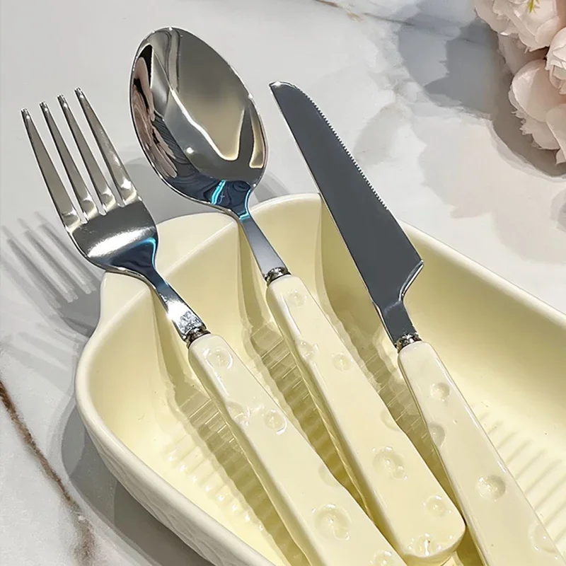 

Japanese Minimalist Cheese-Design Knife Fork Spoon Portable Tableware Stainless Steel Cutlery Set for Home Kitchen Travel