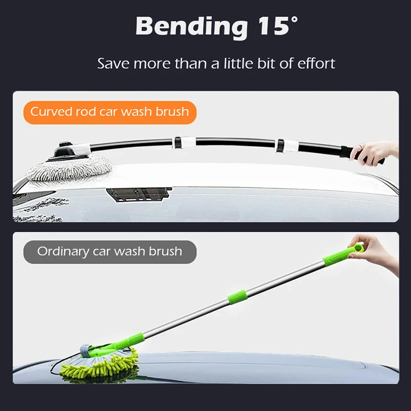 15 Degree Bend Car Cleaning Brush Car Wash Brush Chenille Broom Telescoping Long Handle Cleaning Mop Cleaning Tools Car Wash