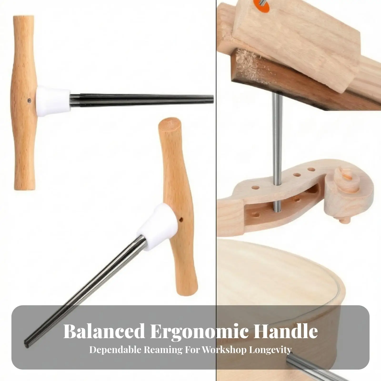 Curved Waist Reamer White Sleeve Wood Handle Instrument Peg Hole Enlarger for Tech Repair Kit