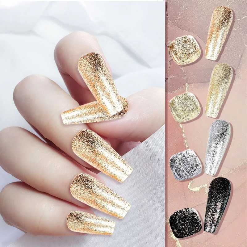 Esmalte de uñas de platino enlatado, pegamento de platino de alta gama, superflash dorado, plateado, línea de tracción pintada de alta densidad,