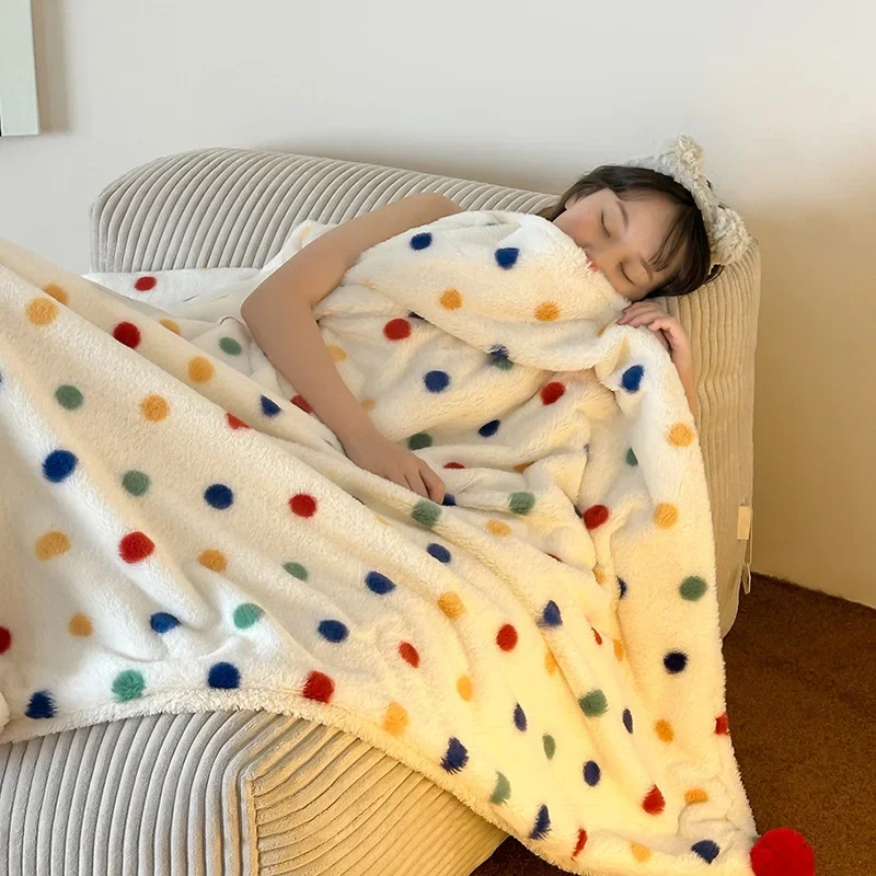 New three-dimensional ball bunny milk fleece double blanket office nap blanket