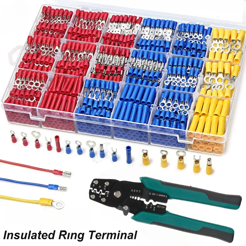 62/102/280/480PCS Wire Connector Kit Male Female Insulated Terminals Cold Crimp Terminals Assorted Crimp Terminals Spade