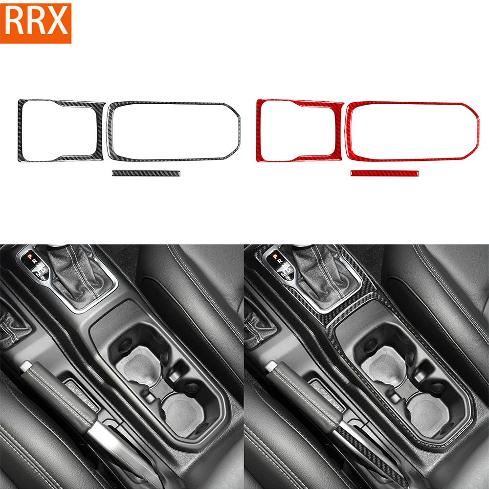 

For Jeep Wrangler Gladiator 2020 2021 2022 2023 Gear Shift Cup Holder Set Real Carbon Fiber Stickers Car Interior Accessories