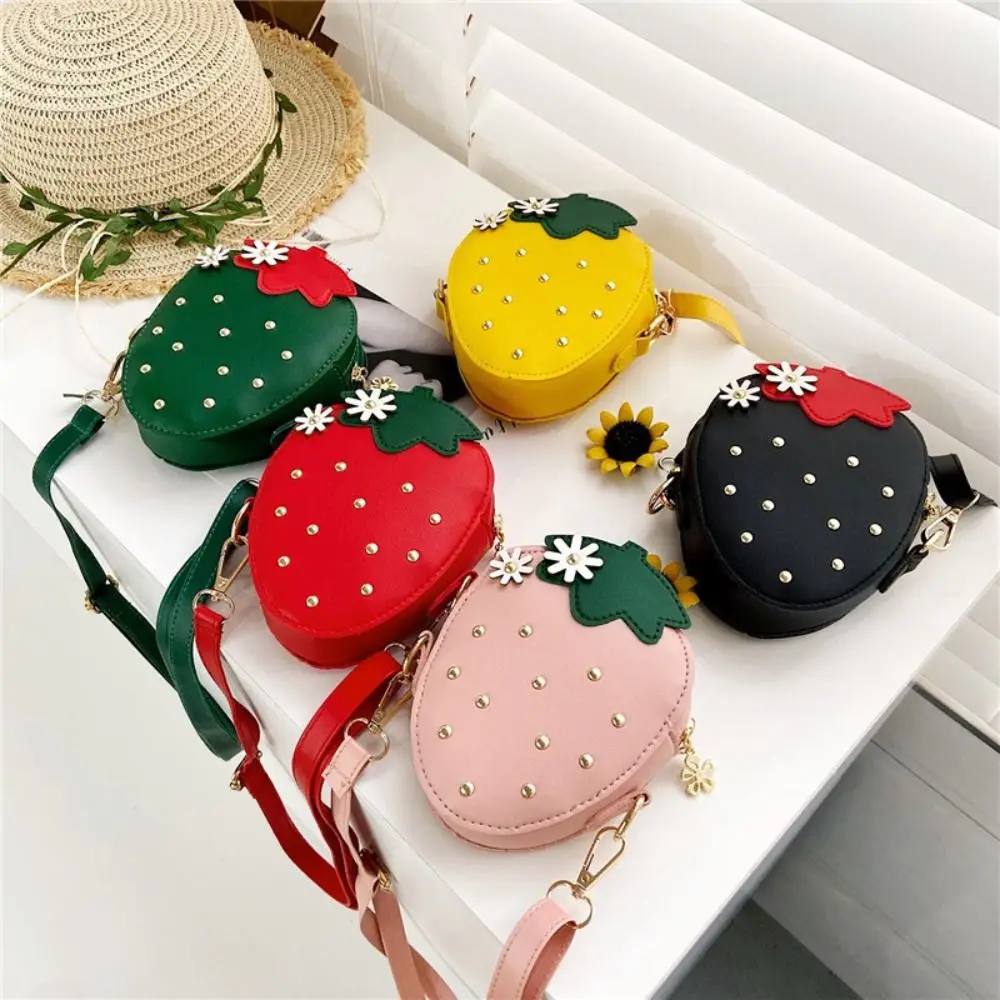 Strawberry Mini Shoulder Bags New PU Small Satchel Handbags Little Girls