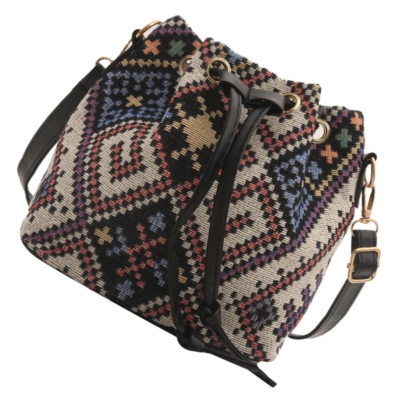 Bolso cubo para mujer, bolso mensajero bolso hombro estilos étnicos, bolso cruzado