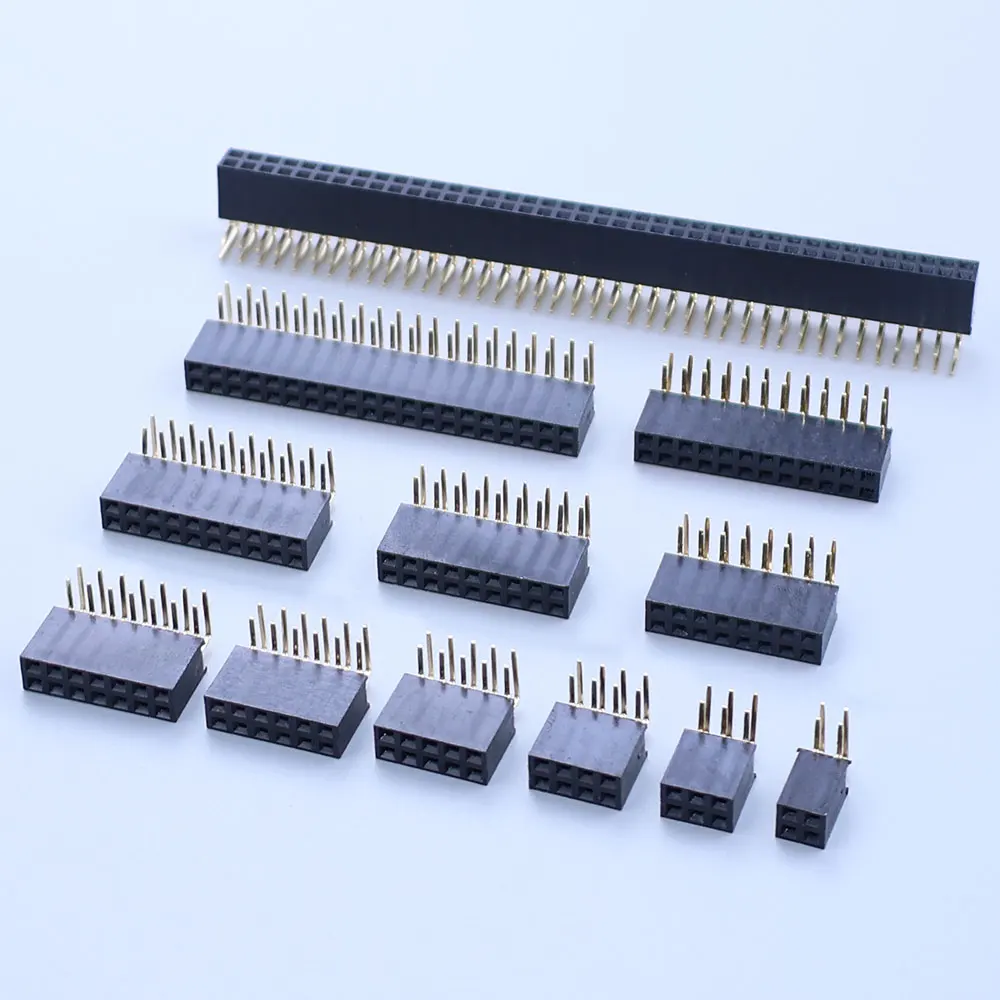 YanXi 2.54mm Pitch Strip Connector Socket 2*2/3/4/5/6/8/20/40 Pin Double Row Right Angle Female Pin Header2x3P/4P/6P/8P/20P/40P
