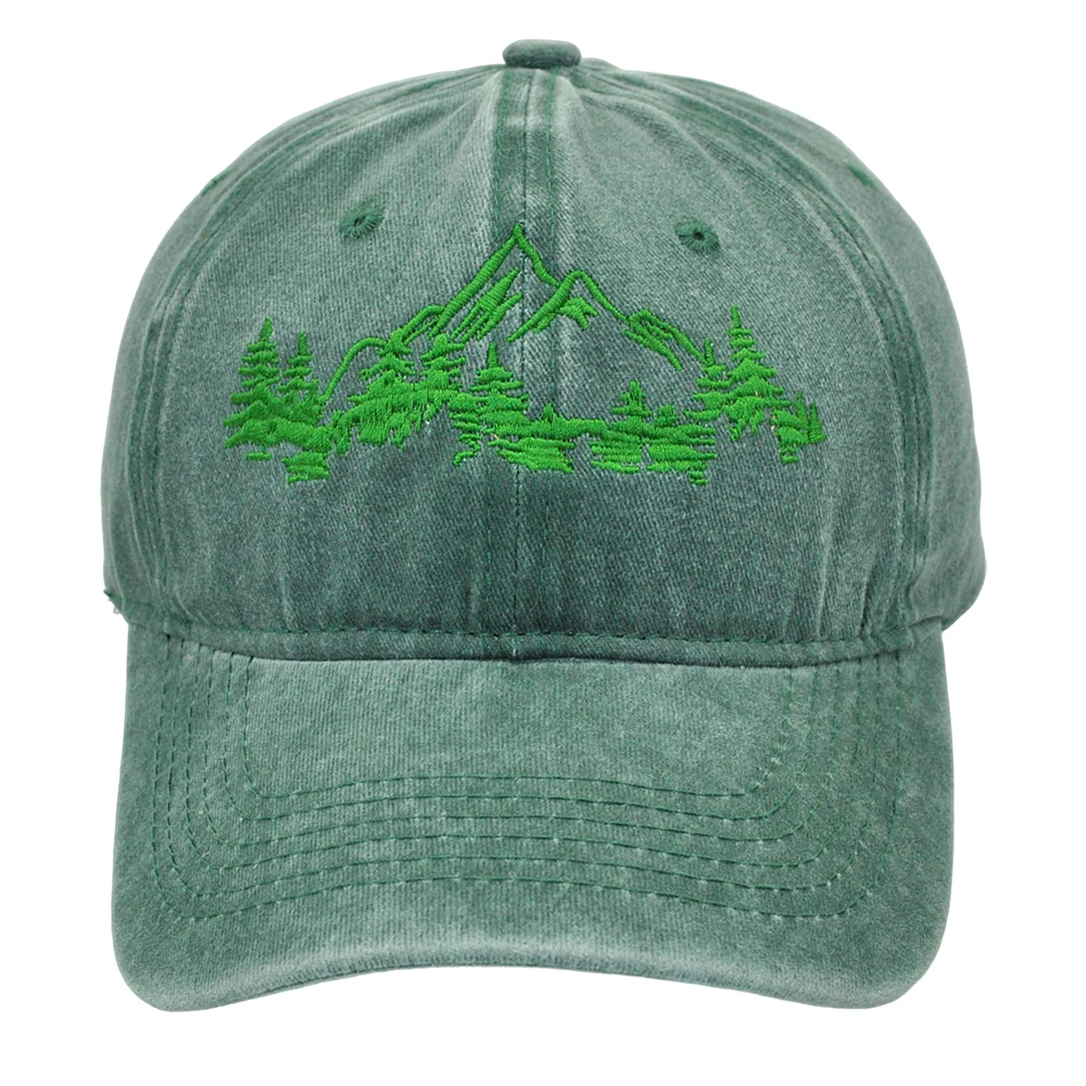 Mountain Trees Baseball Cap Forest Dad Hat For Men Women Cotton Embroidered Camping Hiking Explore Outdoor Hats