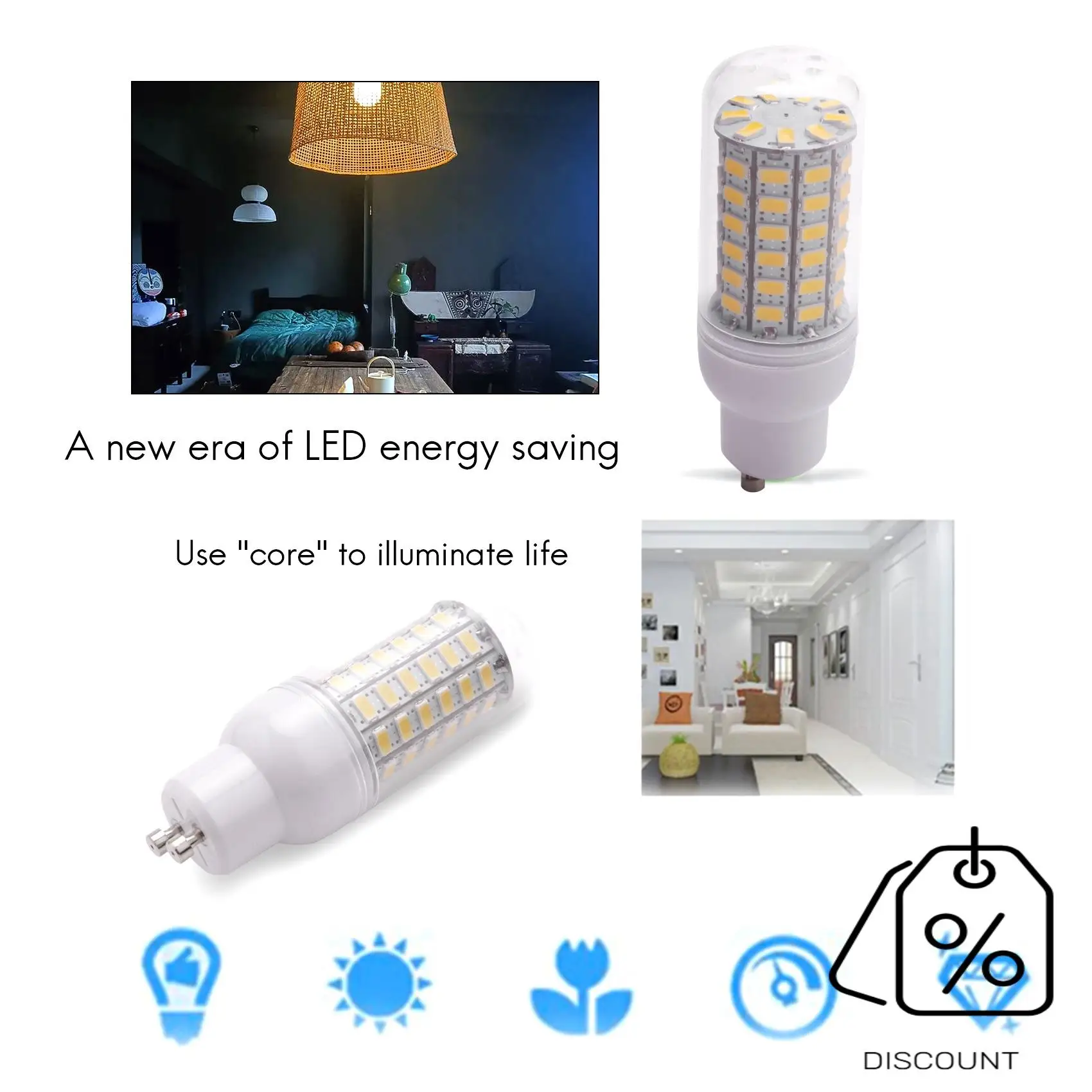 BAAG-GU10 10 Вт 5730 SMD 69 Светодиодные лампы Светодиодные лампы для кукурузы Светодиодная лампа Энергосберегающая 360 градусов 200-240 В