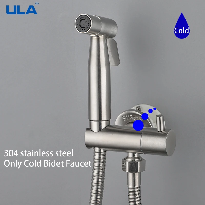 ULA Single Cold Water Bidet Faucet Brass Gold Tap Portable Bidet Sprayer Shower Set Toilet Shattaf Bidet Hygienic Shower