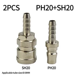 2pcs Pneumatic Fitting European Standard EU Euro Type Quick Coupling Connector Coupler Material Iron Home Improvement