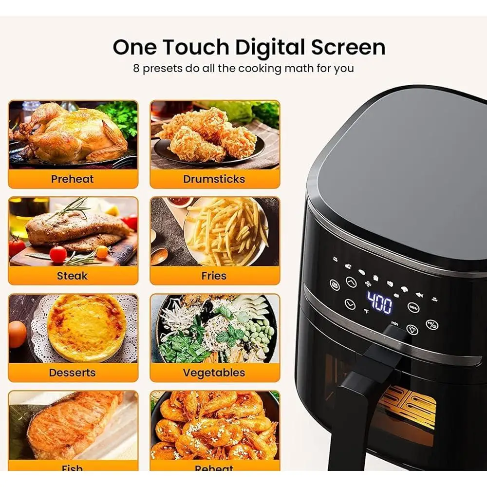 Digital Air Fryer Toaster Oven Combo 8 Cooking Presets Touch Screen Oilless Airfryer with Visible Cooking Window Easy Clean