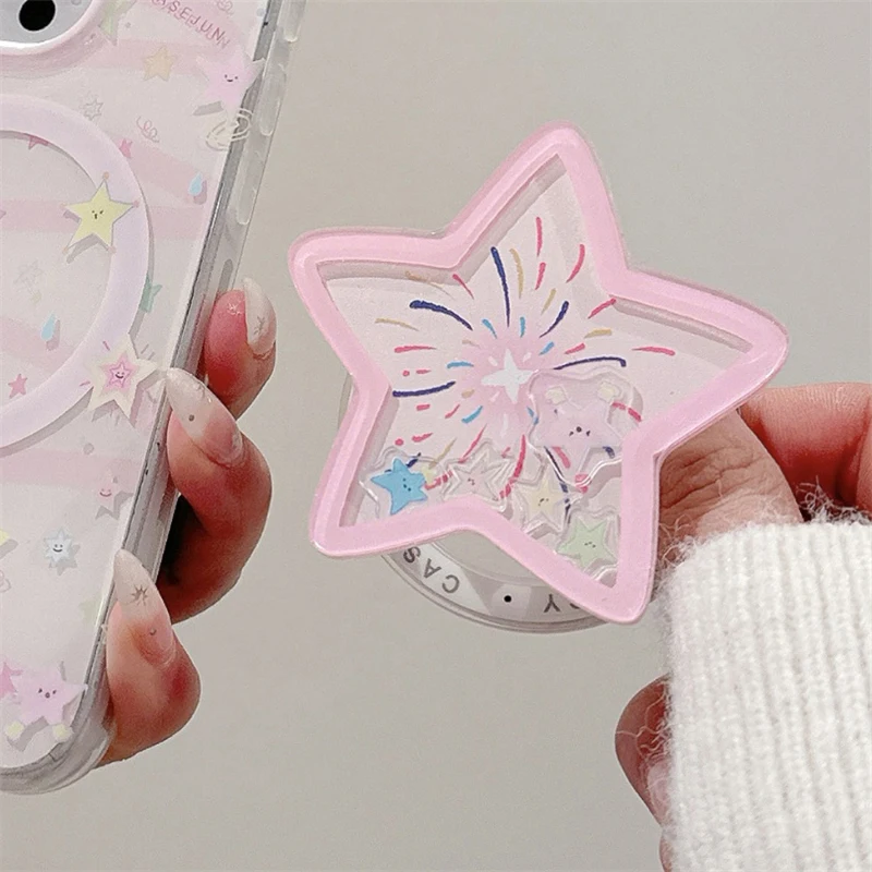 Koreaanse Leuke Drijfzand Shake Star Magnetische Houder Telefoon Stand GripTok Grip Tok Ondersteuning Voor iPhone 16 15 Voor Magsafe Accessoires