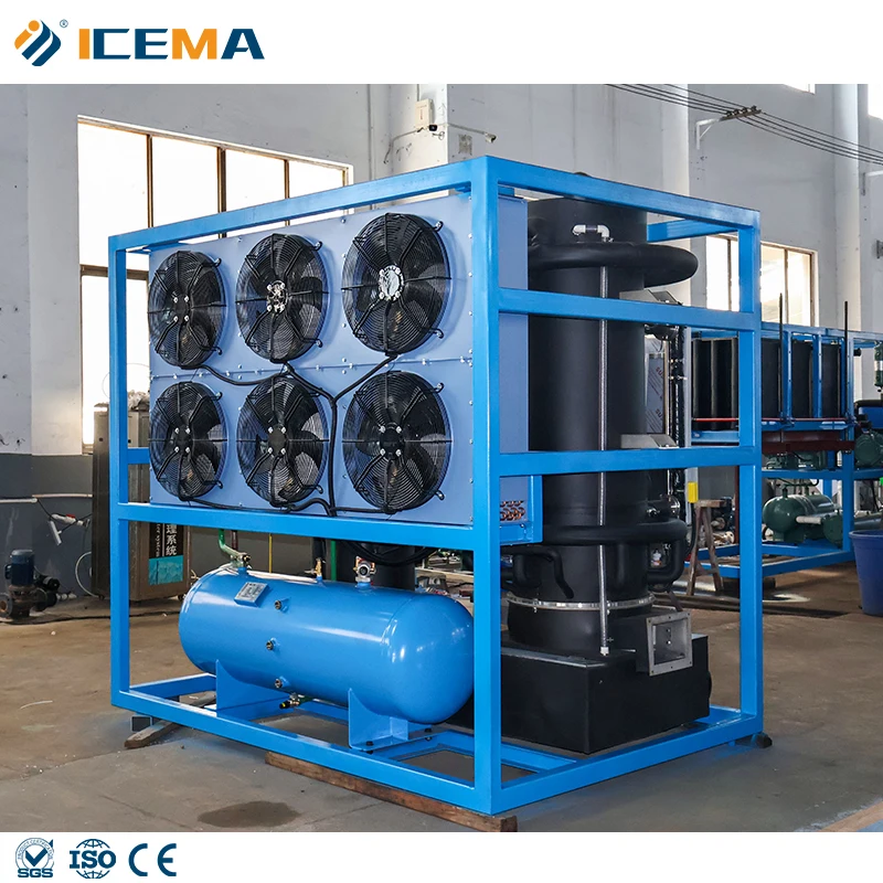 ICEMA China Top Commercial 5 Ton Industrial Ice Tube Maker With Compressor & Water Pump High Productivity