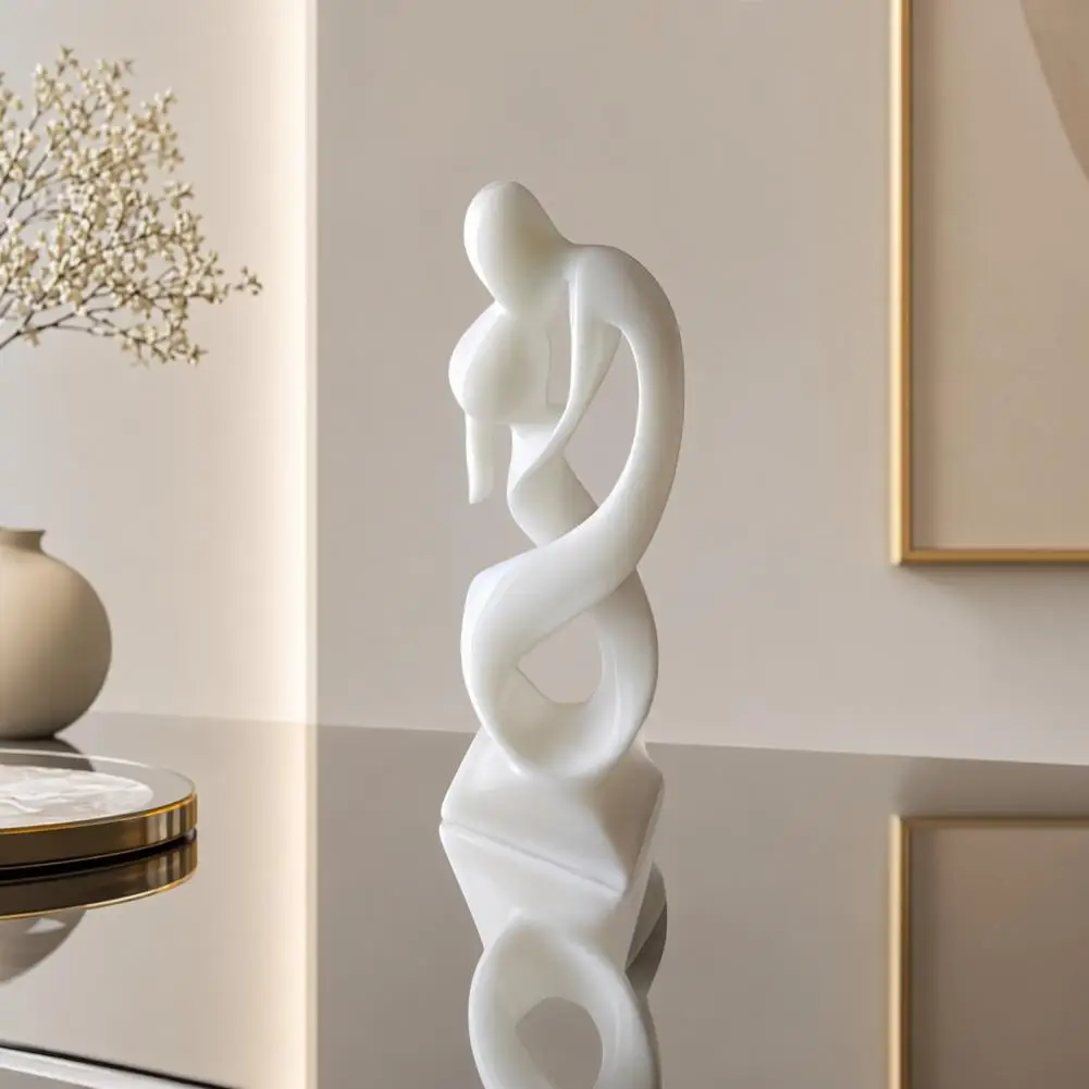 Kiss of Love Figurine, 3D Printed Kissing Couple Statue, White Abstract Art Man And Woman Sculpture for Home Table Shelf Entranc