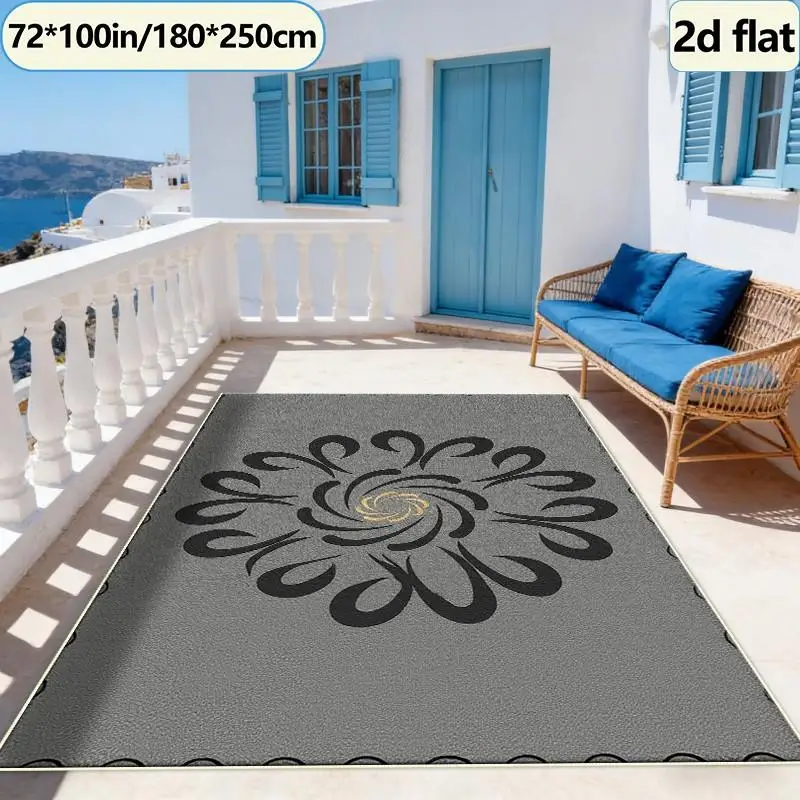Grey and Black Gold Swirl Floral Pattern Carpet Non-Slip Soft Mat Decorative Floor Mat Suitable for Living Room and Bedroom