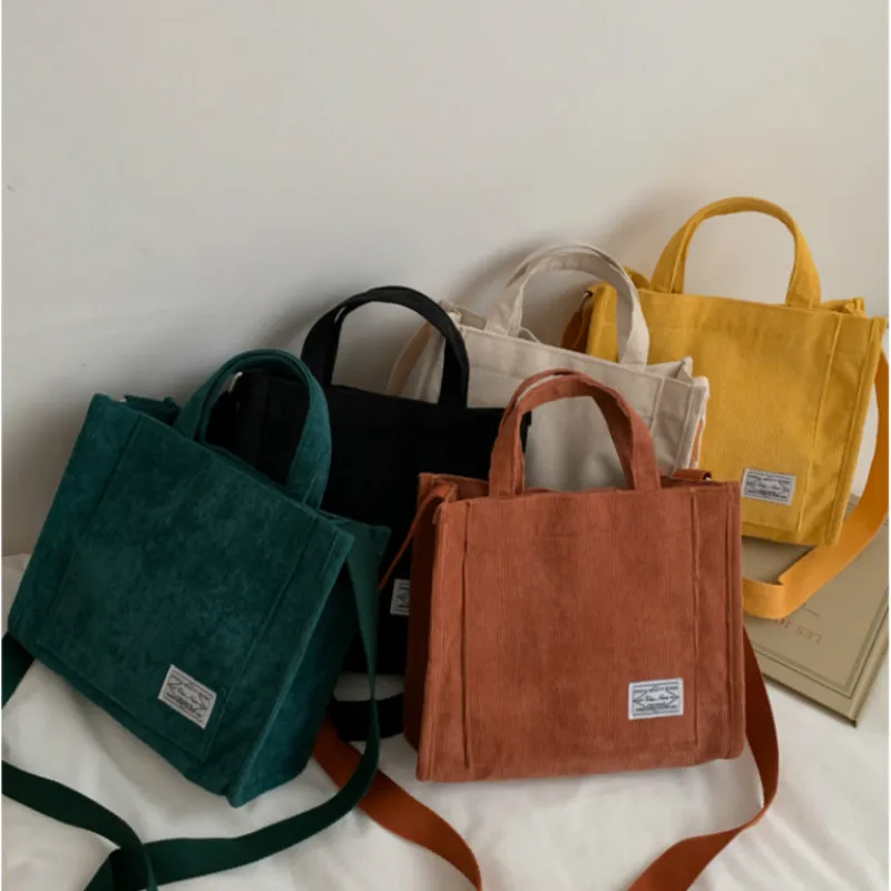 

Luxury Designer Handbag Corduroy Ladies Tote Bag New Trend Single Shoulder Bag Solid Color Buckle Messenger Bag Small Square Bag