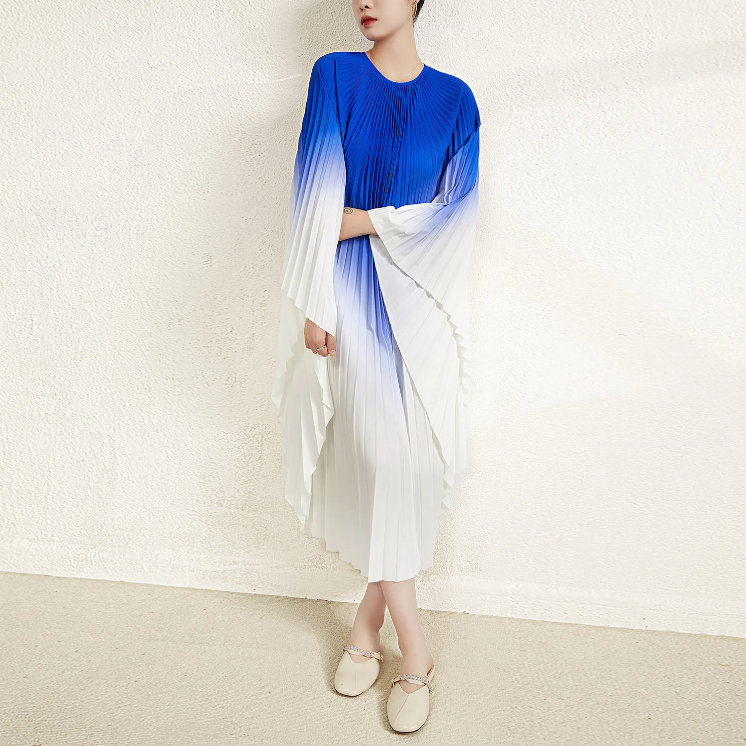 

New Sle Tee Pleat Dr Square Dancing Women's Ele Evening Gown Loose Waist Polyester Fabric Regular Sve Midi Dr