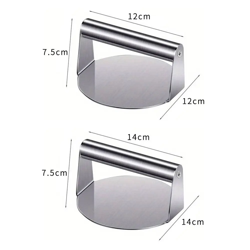 مكبس شواء من الفولاذ المقاوم للصدأ، مكبس برجر بدون صدأ، مكبس شواء دائري من الفولاذ المقاوم للصدأ، استخدام صينية برجر سماشر #6