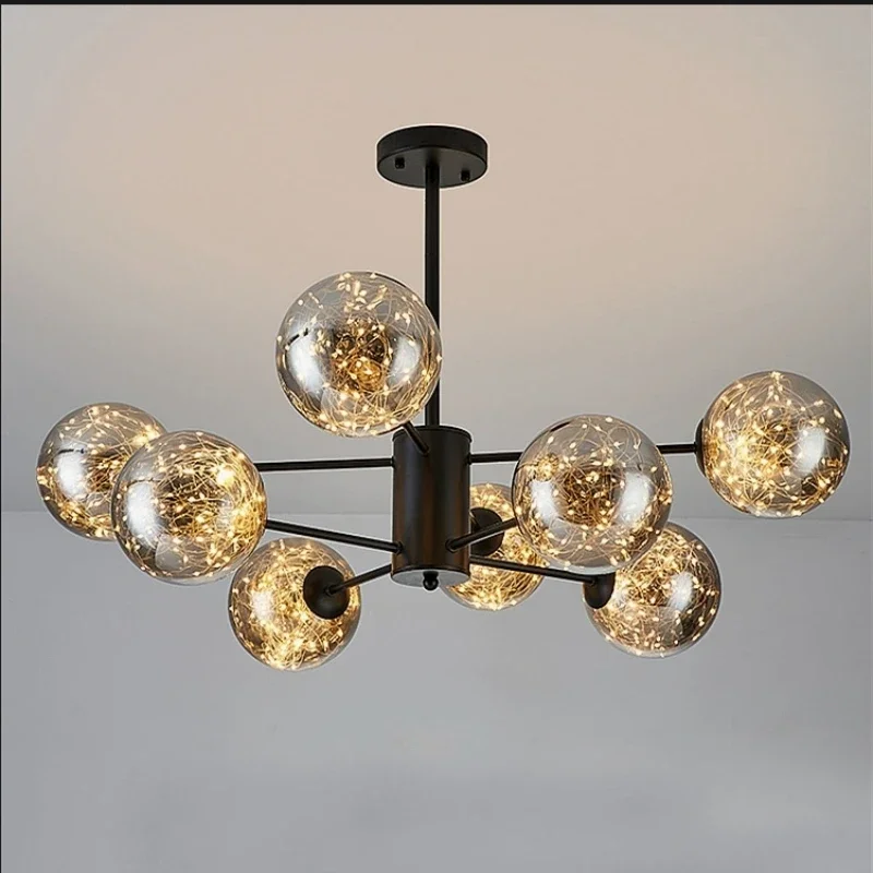 

Nordic Branch Glass Ball Led Chandeliers Dimmable for Living Room Bedroom Dining Table Ceiling Pendant Lamp Home Decor Light