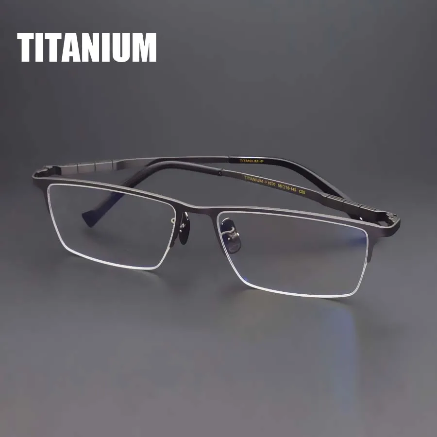 

Pure Titanium Glasses Frame Men Titanium Alloy Matte Black Eyeglasses Golden Super Light Spectacles Optical Glasses Half Frame