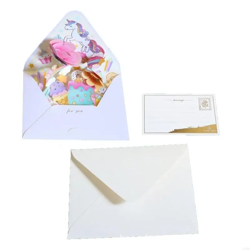 H8WB Multifunctional 3D Flower Greeting Card Blessing Card Gift Card DIY Gift Messages Crafted with Care Envelope Mum Gifts