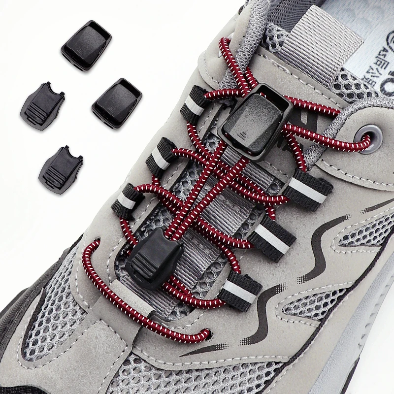 1 Pair Elastic No Tie Shoelaces with Lock Buckle Stretch Quick Lace System for Sneakers Running Sports Shoes Adults Kids