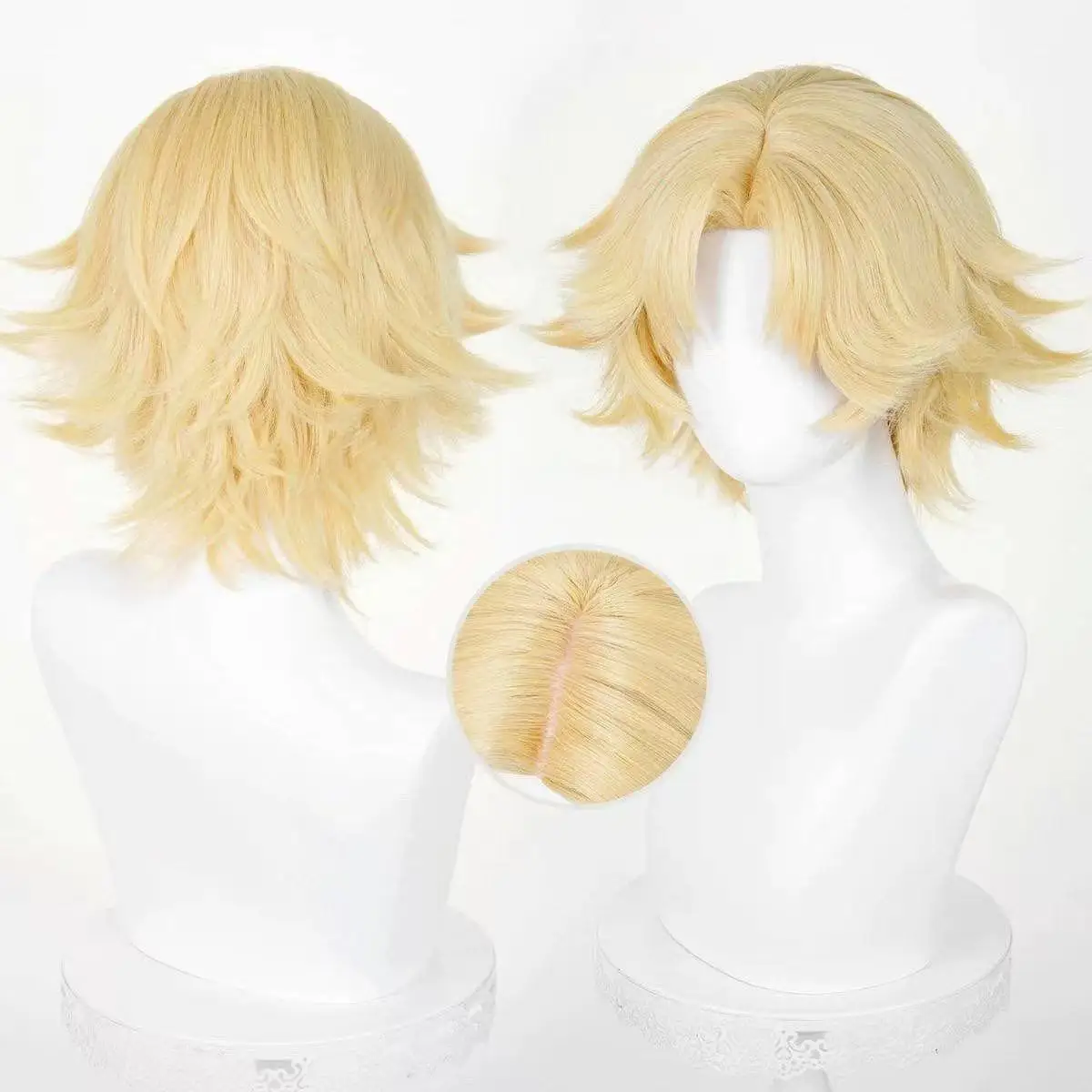 

1шт желтый, сплит, перевернутый, небрежные короткие волосы. Пятая личность игрового взрыва играет в роли парика