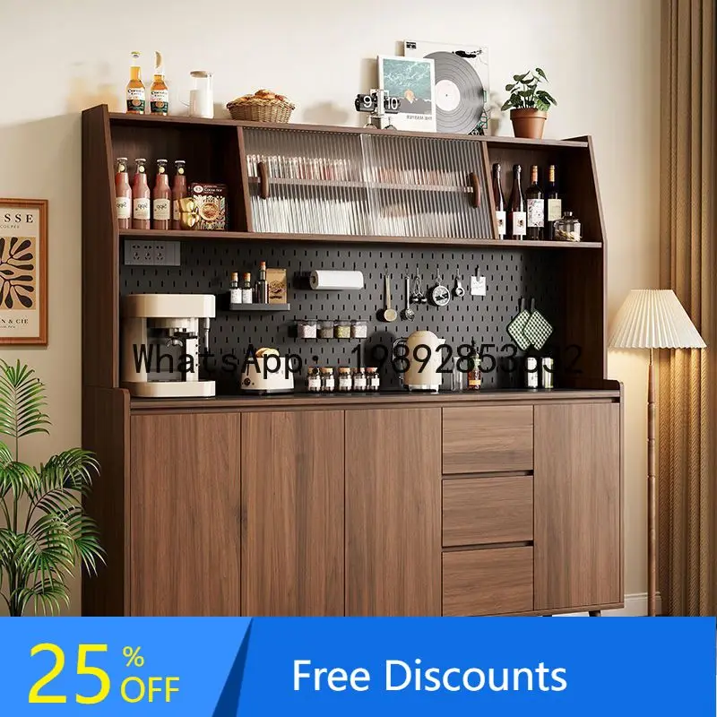 CZ Solid Wood Sideboard Cabinet Integrated Wall-Mounted Modern Living Room Tea Cabinet Multifunctional Kitchen Storage Cabinet