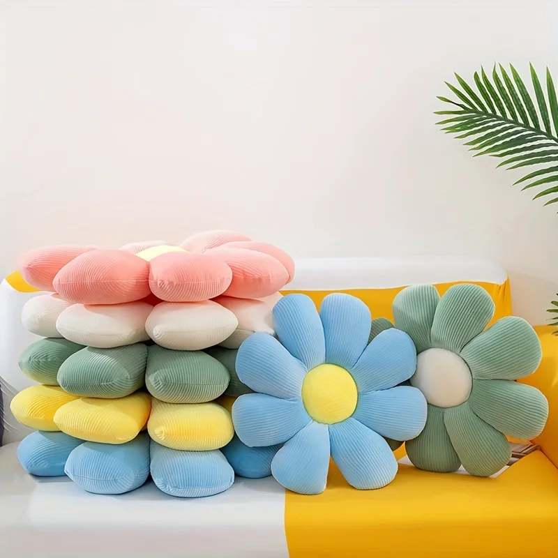 Green Small Daisy Flower Cushions Cushions Stool Pads Sunflower Tatami Cushions Petal Pillows Garden Decoration Home Decorations