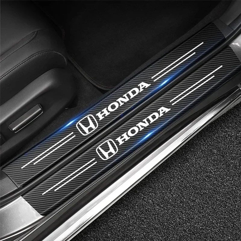 Car Door Sill Plate Carbon Fiber Threshold Protector Stickers for Honda Civic Fit RR Accord Pilot Passport Stepwgn CRV Freed HRV