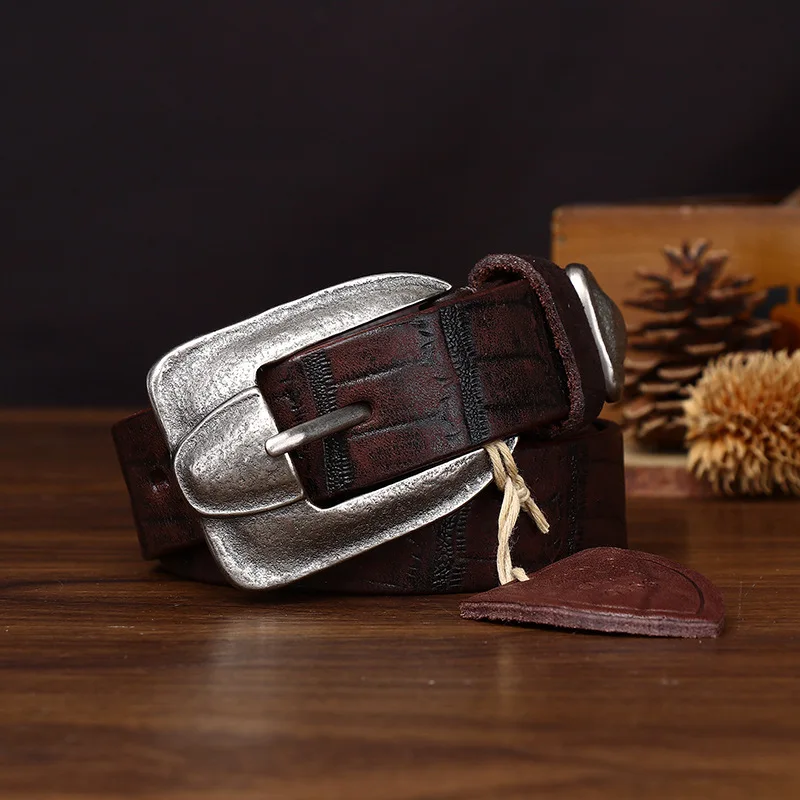 Heavy Industry Washed Women's Retro Pure Cowhide Genuine Leather Belts Female Fashion Trend Style Versatile Jeans Strap Belt