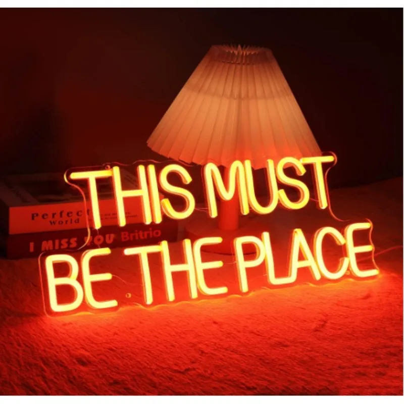 This Must Be The Place Neon Dorm Office Living Room Game Room Cave Business Cafe Wedding Birthday Party Gift Orange 5V USB