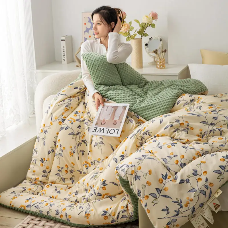 Class A maternal and infant grade bean fleece quilt quilts thickened quilt core spring and autumn bedding dormitory students