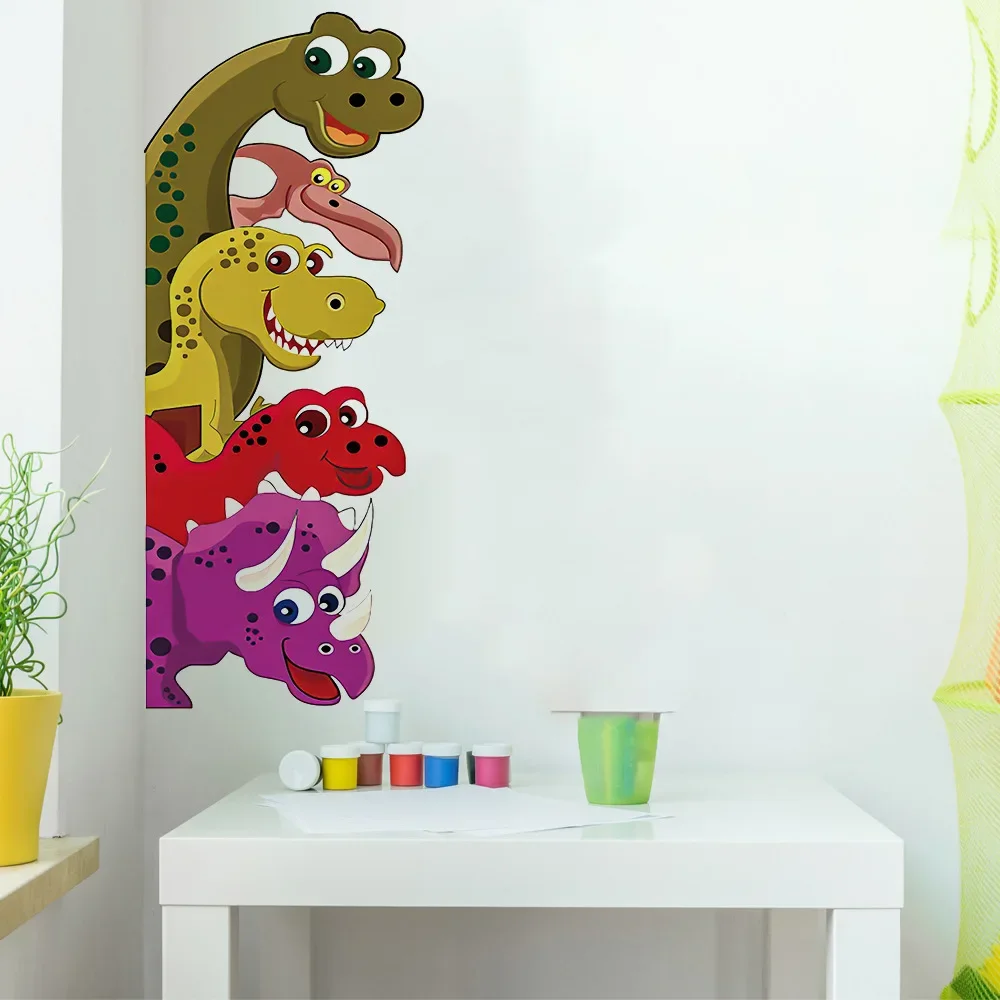 Calcomanías de pared divertidas con sonda de dinosaurio para decoración de habitación detrás de la puerta, pegatinas para dormitorio de niños, sala de estar, Mural para guardería, arte de pared