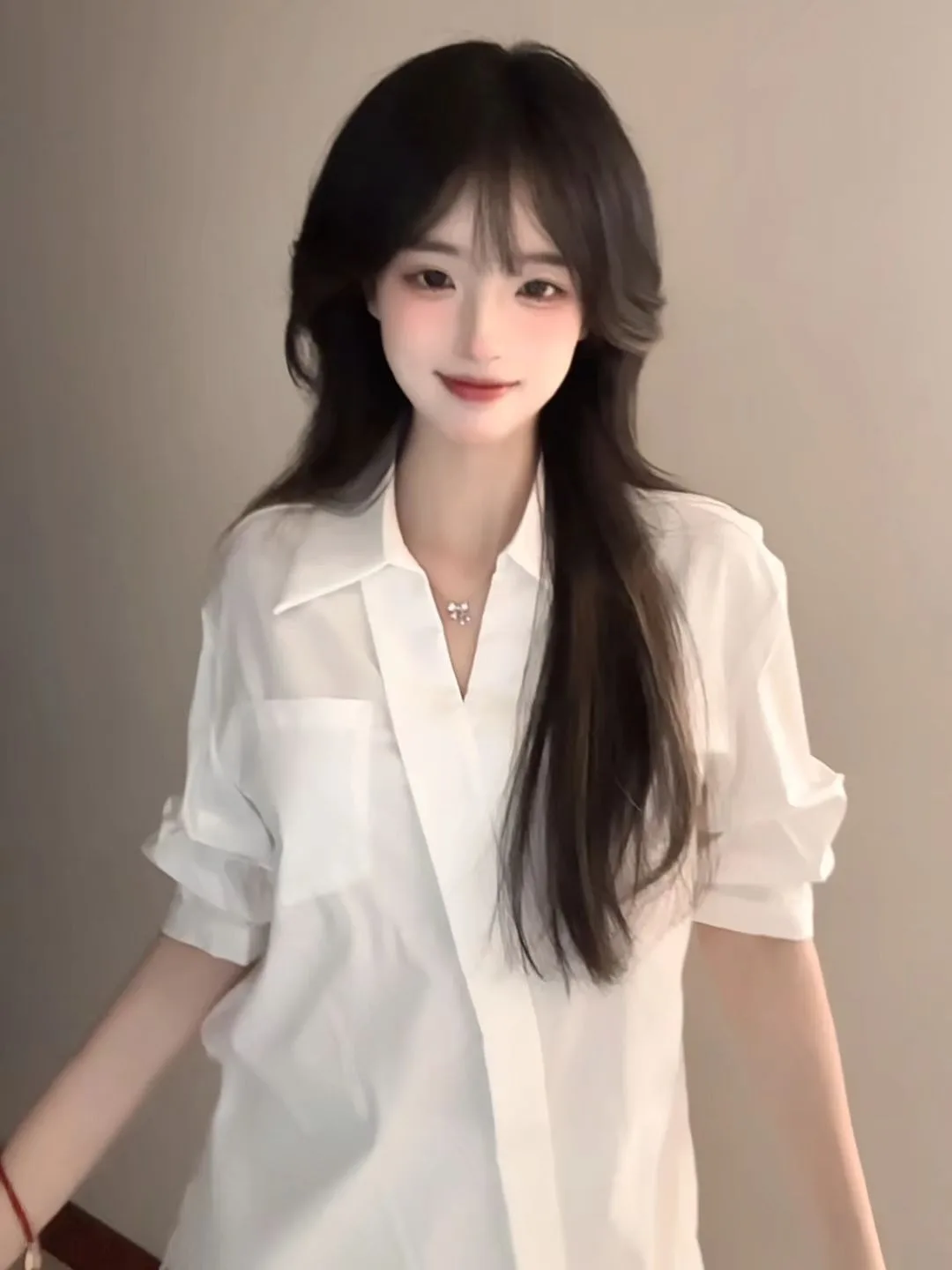 

Корейский Sle V-Ne White ort Sve irt Женский летний свободный универсальный топ Ele High-End Feeling